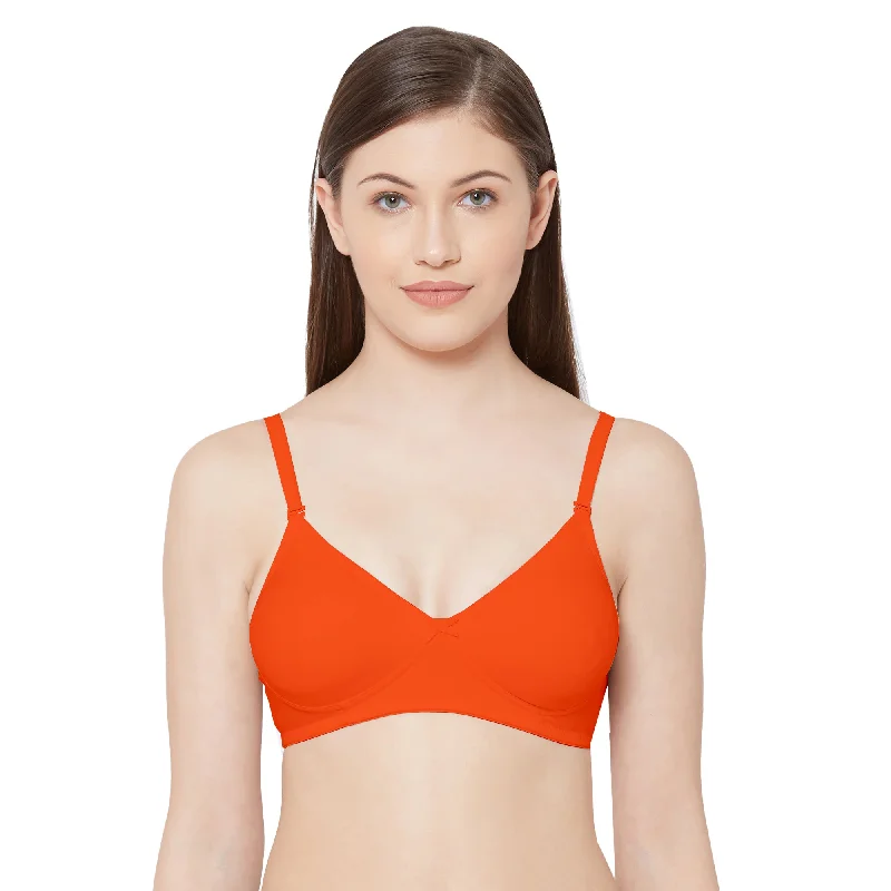 eco friendly women T Shirt Bras made from sustainable materials 1030-Cotton Plain Bra-Orange eco friendly women T Shirt Bras made from sustainable materials 1030-Cotton Plain Bra-Orange