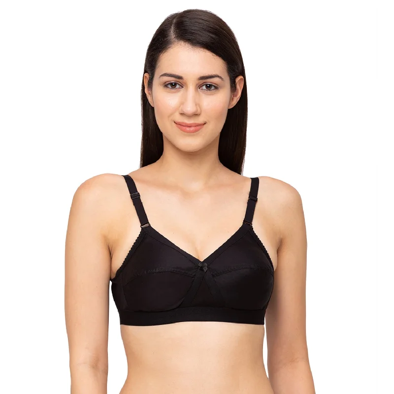 Satin underwire wired bras for a luxurious feel​ Camme - Cotton Plain Bra Black