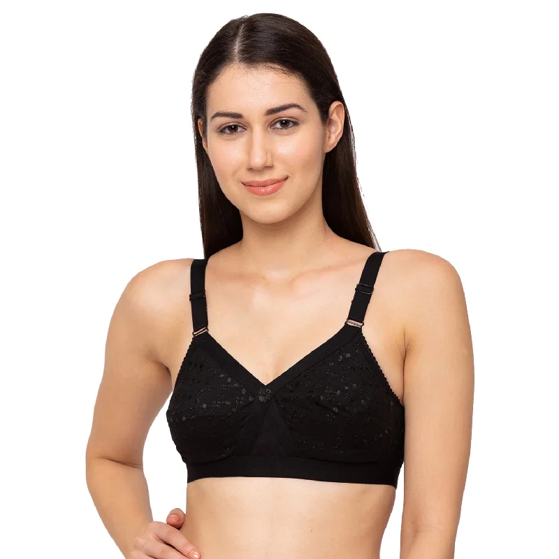 Underwire padded seamless wired bras for all - day wear Chandni - Cotton Plain Bra Black Underwire padded seamless wired bras for all - day wear Chandni - Cotton Plain Bra Black