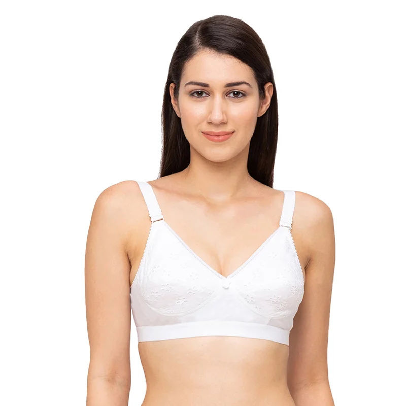 Plus - size underwire wired bras with extra support Chapali - Cut & Sew Cotton Bra White Plus - size underwire wired bras with extra support Chapali - Cut & Sew Cotton Bra White