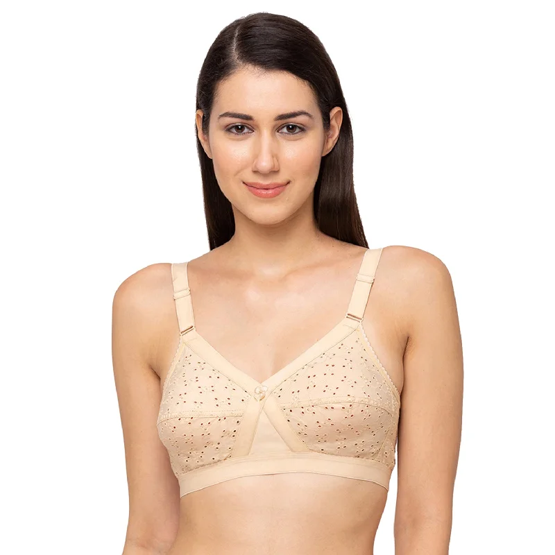 Balconette underwire wired bras for a lifted look​ Karina -Cotton Plain Bra   Skin