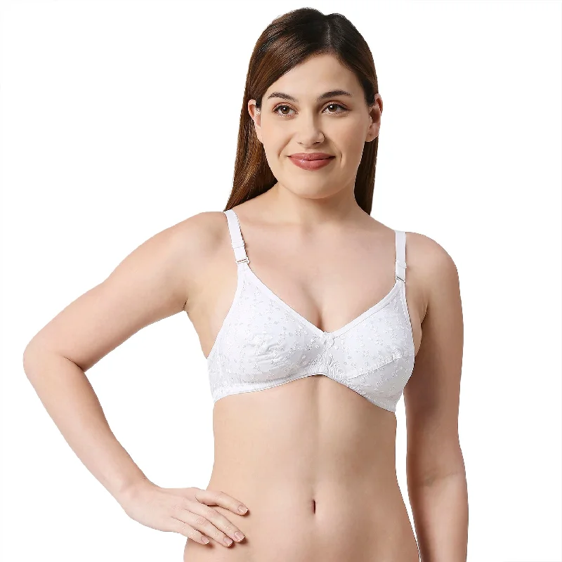 Mesh underwire wired bras for breathability and style Kinnari - Cotton Plain Bra White Mesh underwire wired bras for breathability and style Kinnari - Cotton Plain Bra White