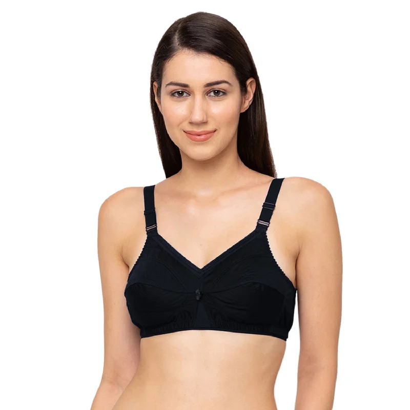 Underwire printed sports wired bras for style​ Matinee - Cotton Plain Bra Black