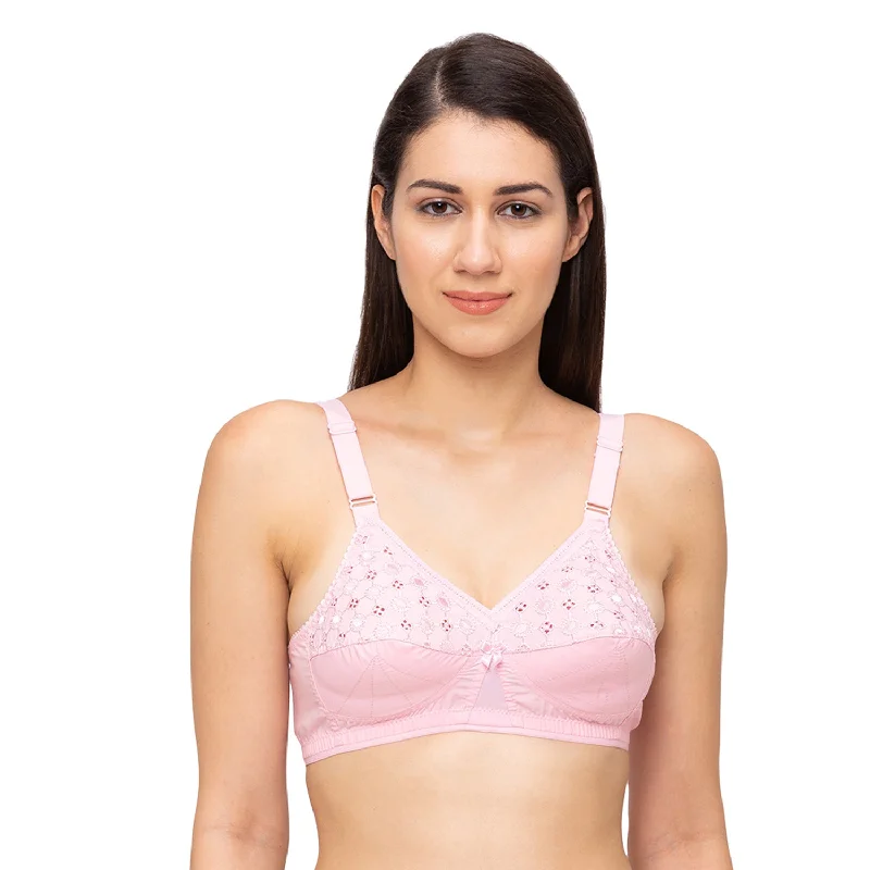 Demi - cup underwire wired bras for a sexy look​ Nari - Cotton Plain Bra Pink