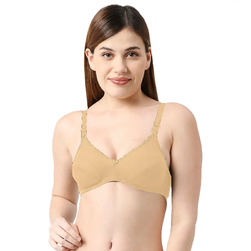 Underwire padded seamless wired bras for all - day wear Sansar-Cotton Plain Bra Skin Underwire padded seamless wired bras for all - day wear Sansar-Cotton Plain Bra Skin