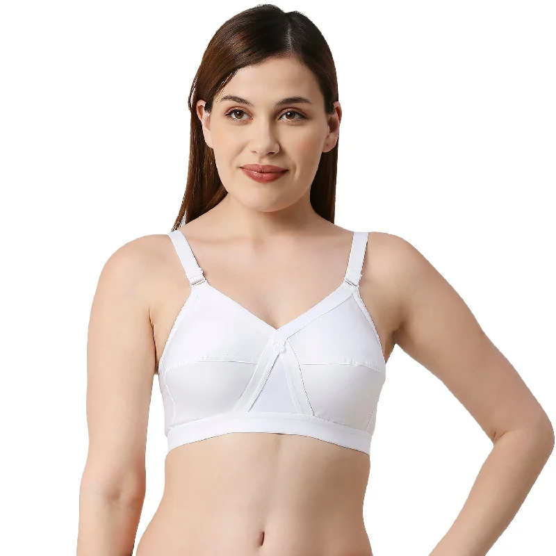 Underwire printed sports wired bras for style​ Stefi-Cotton Plain Bra  White