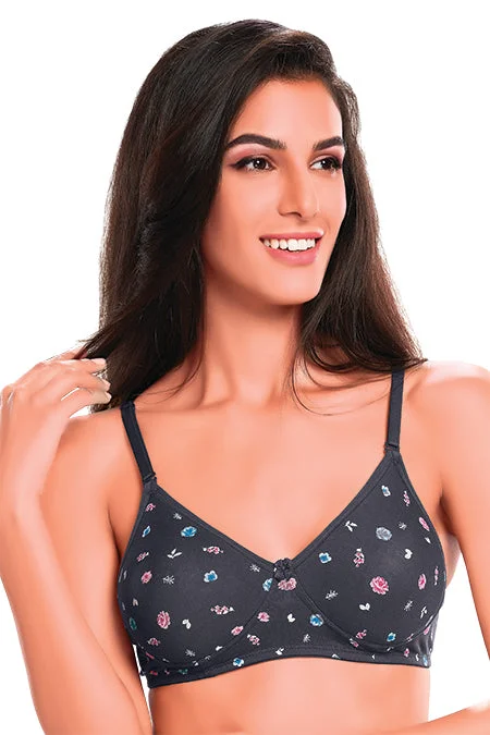 backless women T Shirt Bras for special occasions 1030-16 -Cotton Printed Bra-Dark Grey