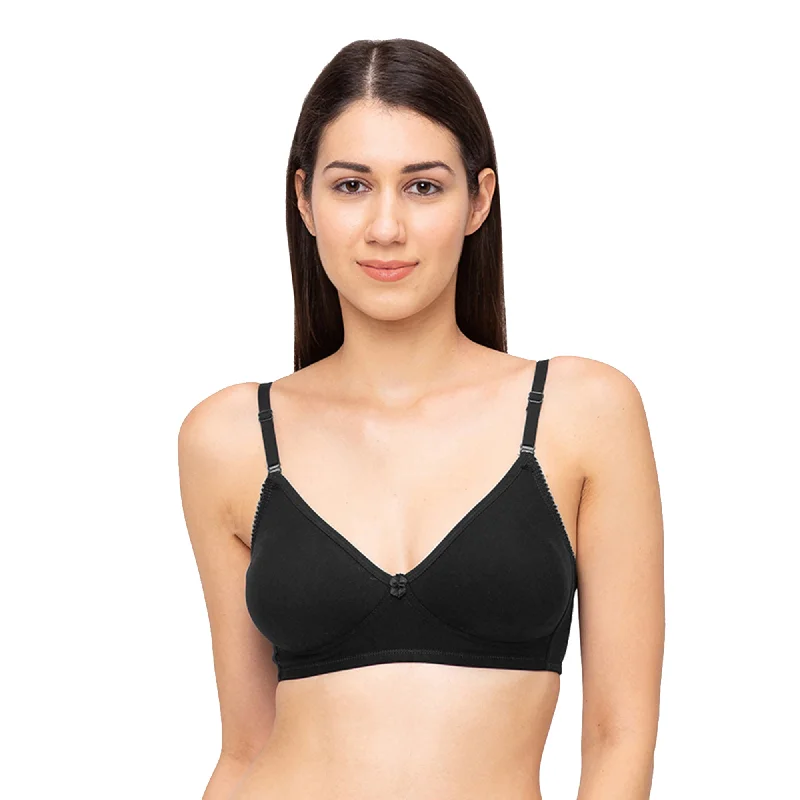 padded shoulder straps women T Shirt Bras for comfort Dipti-Plain Mold T-shirt Bra Black