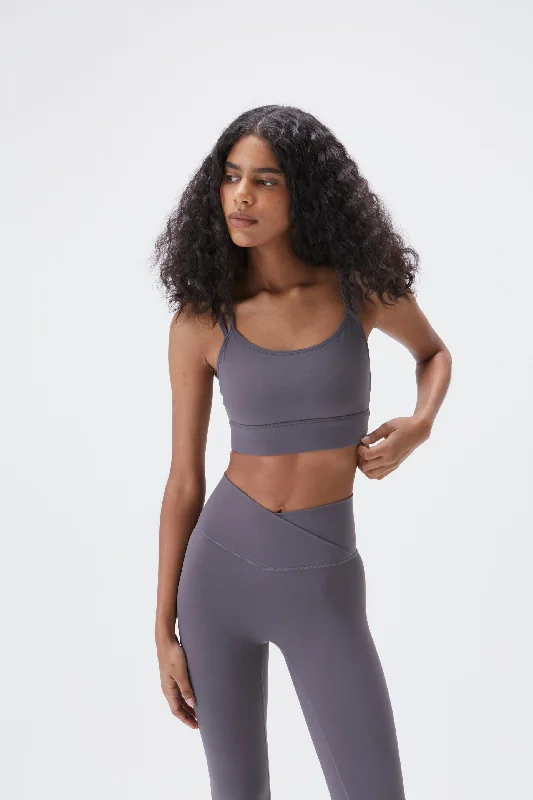 compression women sport bra for muscle support Double Strap Bra - Dark Grey