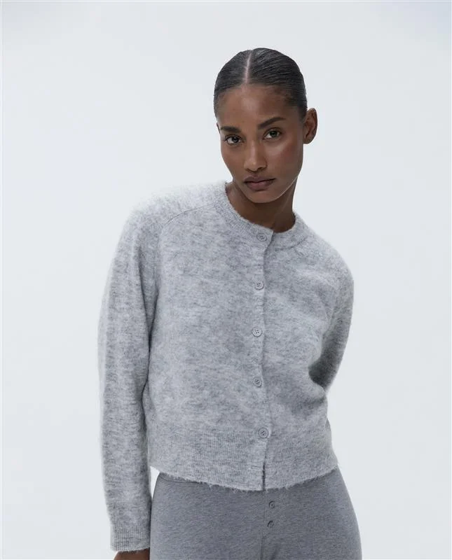 medium impact women sport bra for cycling Knit Cardigan - Light Grey Melange