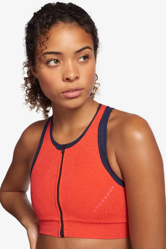 sleep women sport bra for comfortable rest Blackout Zip Bra - Coral