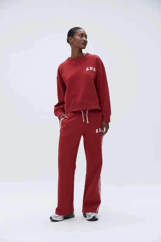 plus size low impact women sport bra ADA Stitch Loose Fit Sweatpants - Vintage Red/Marshmallow White