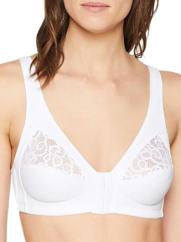 Underwire plunge wired bras for low - cut tops​ Front Fastening Bra - White