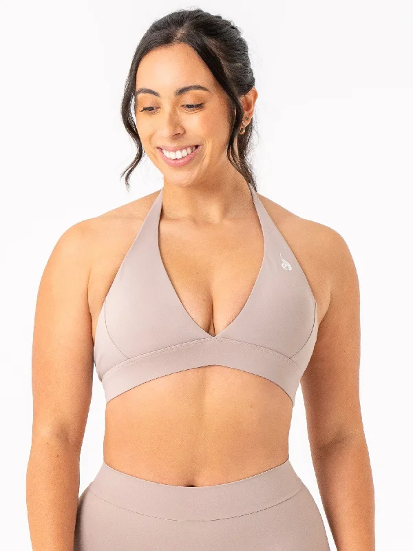 petite medium impact women sport bra NKD Halter Bra - Taupe