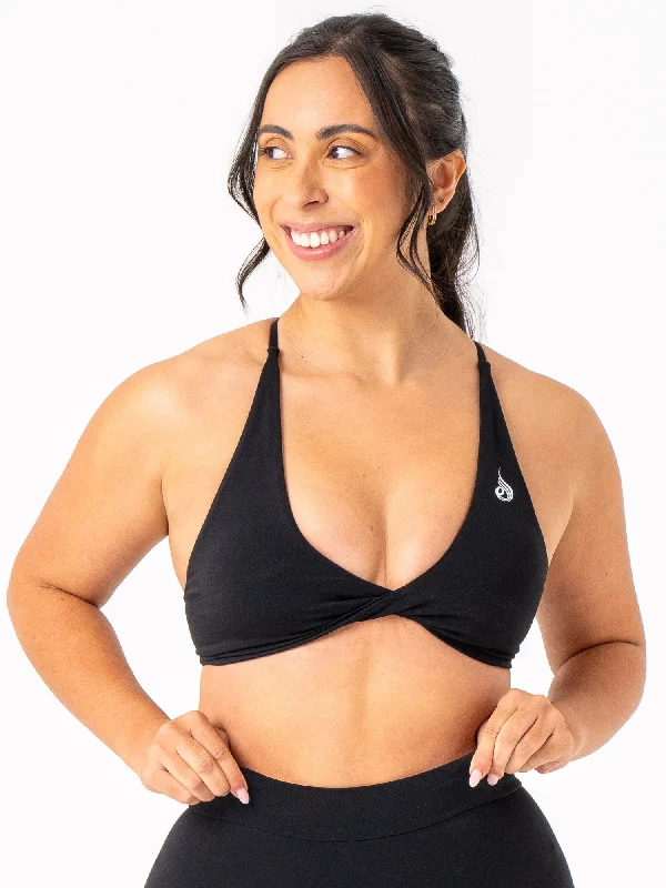 racerback women sport bra for freedom of movement NKD Twist Sports Bra - Black