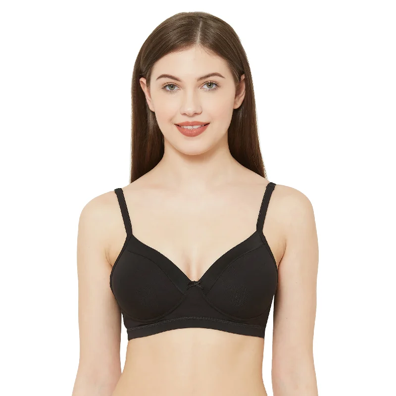 balconette style women T Shirt Bras for a sexy look Candy-Padded Solid Cotton Blend Bra Black balconette style women T Shirt Bras for a sexy look Candy-Padded Solid Cotton Blend Bra Black