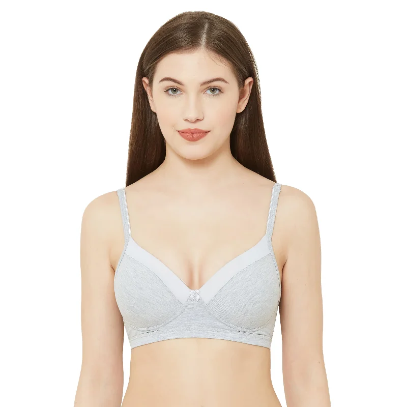 breathable women T Shirt Bras in hot weather Candy-Padded Solid Cotton Blend Bra Grey breathable women T Shirt Bras in hot weather Candy-Padded Solid Cotton Blend Bra Grey
