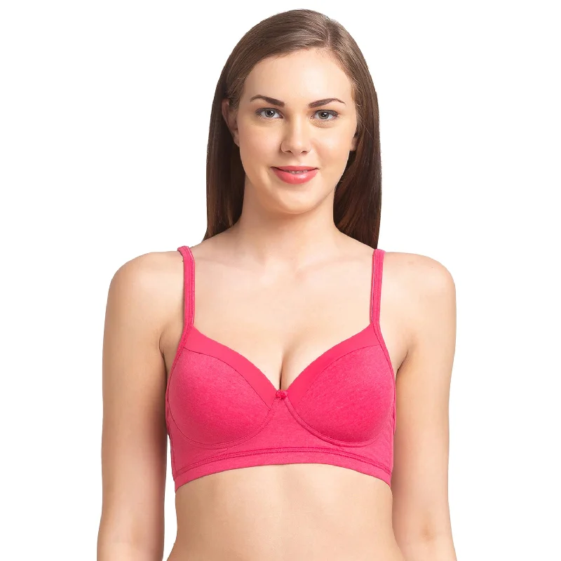 plus size women T Shirt Bras for a perfect fit Candy-Padded Solid Cotton Blend Bra Melange Pink