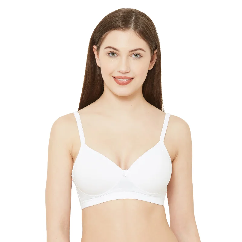 underwire women T Shirt Bras for added support Candy-Padded Solid Cotton Blend Bra White