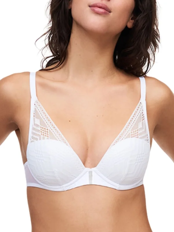 padded shoulder straps women T Shirt Bras for comfort Ondine Plunge T-Shirt Bra - White padded shoulder straps women T Shirt Bras for comfort Ondine Plunge T-Shirt Bra - White