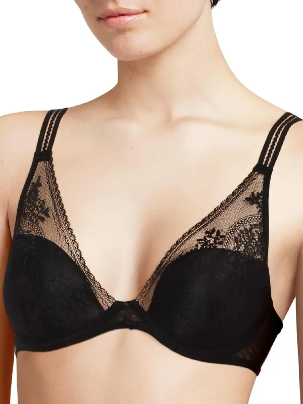 padded women T Shirt Bras for a natural look Maddie Plunge T-Shirt Bra - Black