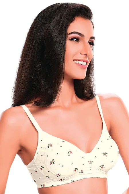 racerback women T Shirt Bras for active lifestyles Sakhi-8-Printed Side Support Everyday Bra-Off White