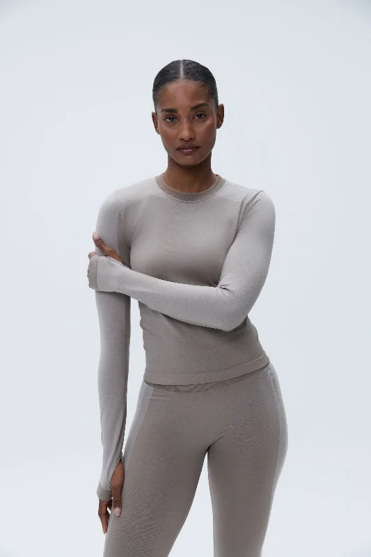 plus size friendly women sport bra designs Seamless Base Layer Long Sleeve Top - Brown plus size friendly women sport bra designs Seamless Base Layer Long Sleeve Top - Brown