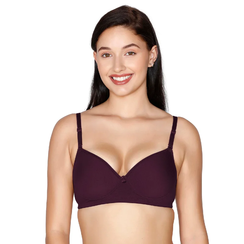 pregnancy friendly women T Shirt Bras Slick-Cotton Mold Padded T-shirt Bra Wine