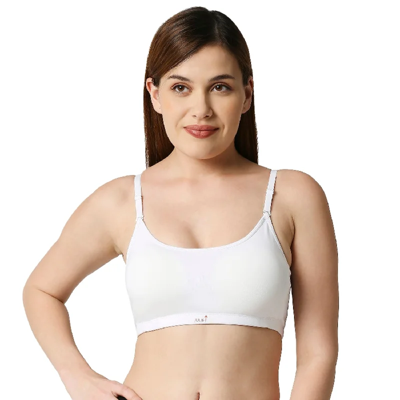 Underwire embroidered seamless wired bras for elegance JS 90-5-Padded Solid Low Impact Sports Bra White Underwire embroidered seamless wired bras for elegance JS 90-5-Padded Solid Low Impact Sports Bra White