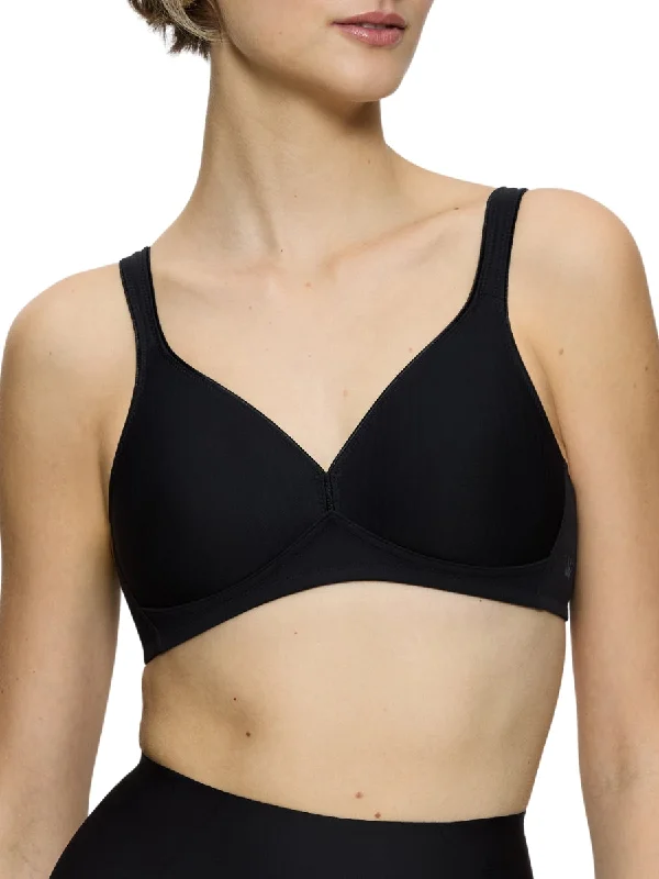 eco friendly women T Shirt Bras made from sustainable materials Modern Soft+Cotton Non-Wired Bra - Black