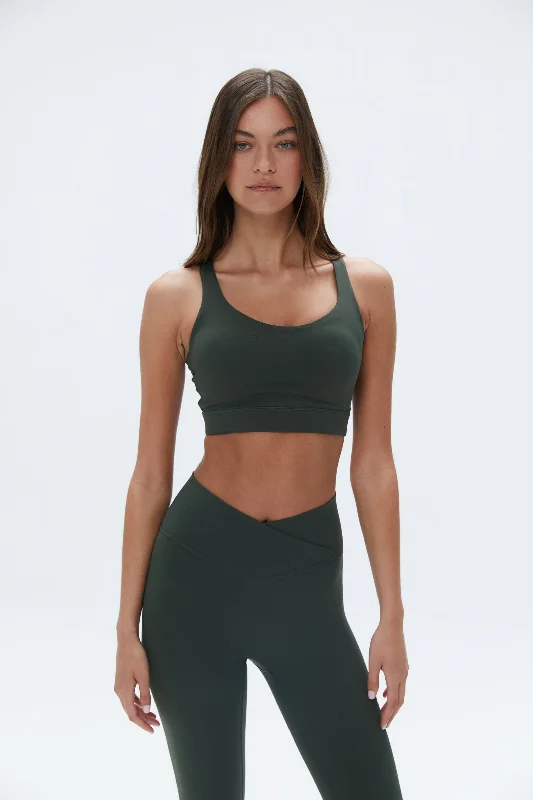 plus size wireless women sport bra Ultimate Cross Back Bra - Dark Olive