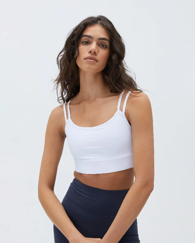 petite women sport bra with proper fit Ultimate Double Strap Bra - White