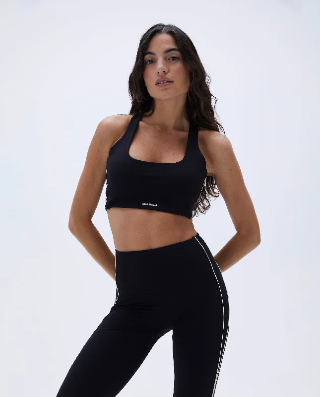 low impact breathable women sport bra Ultimate Micro Piping Bra - Black/Off White