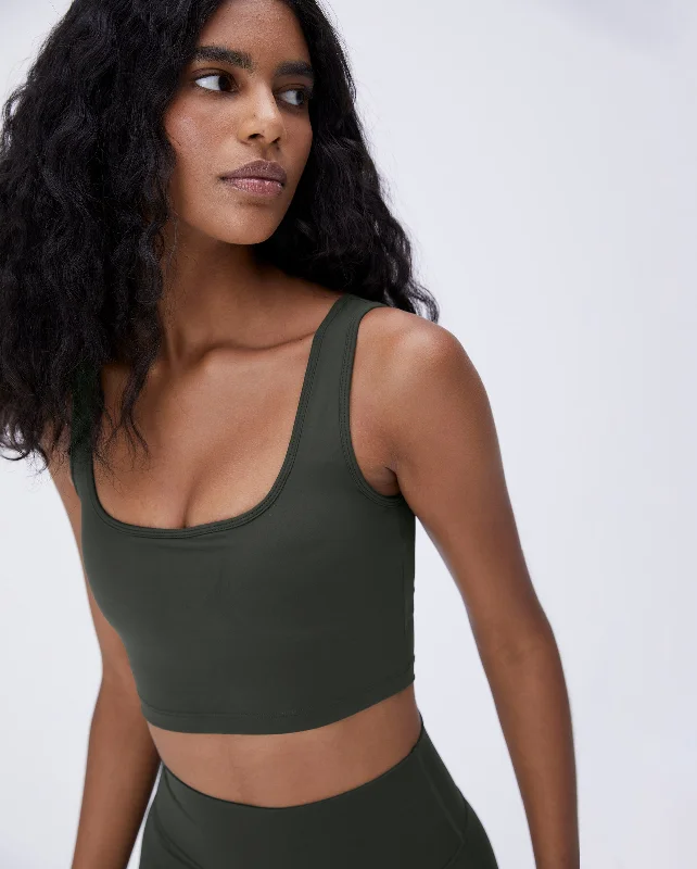 sleep women sport bra for comfortable rest Ultimate Square Neck Bra - Dark Olive