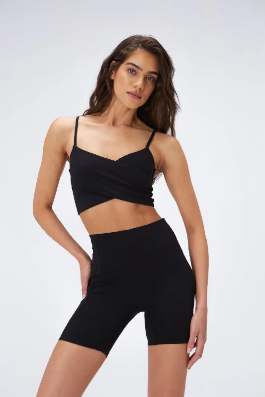 petite medium impact women sport bra Ultimate Wrap Bra - Black