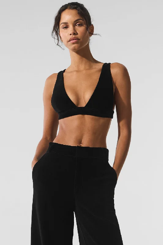 plus size wireless women sport bra Micro Corduroy Dreamer Bra - Black