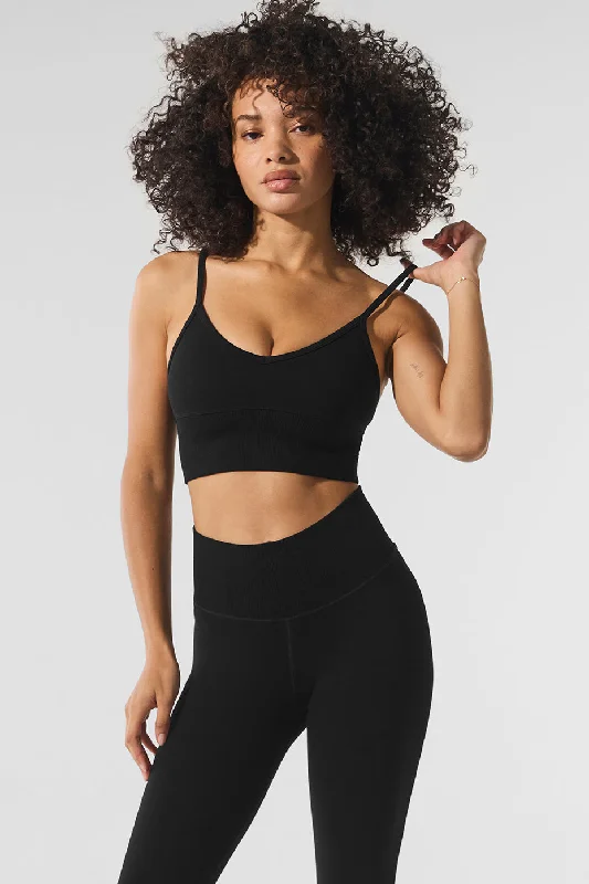 seamless women sport bra for smooth under clothes Seamless Winter Warm Plush Delight Bra - Black