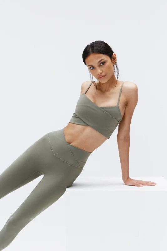 low impact women sport bra for yoga Wrap Bra - Olive Green