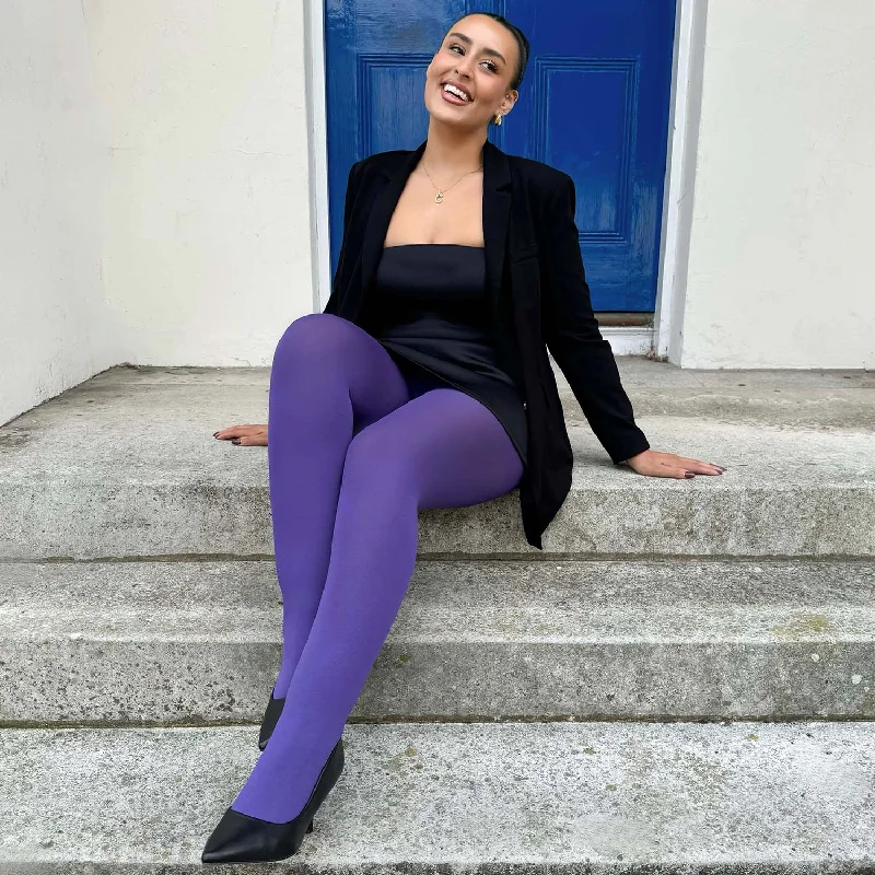 Tights with Back Seam for Women Super Opaque 120 Den Tights - Iris