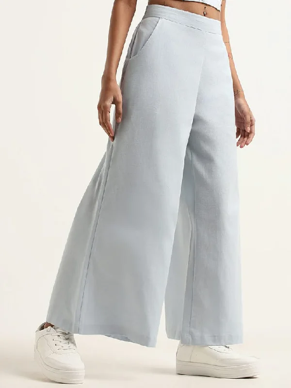 Women's sustainable fashion pants Jeggings women jeans combining the comfort of leggings and style of jeans Bombay Paisley Blue Plain Cotton Palazzos Women's sustainable fashion pants Jeggings women jeans combining the comfort of leggings and style of jeans Bombay Paisley Blue Plain Cotton Palazzos