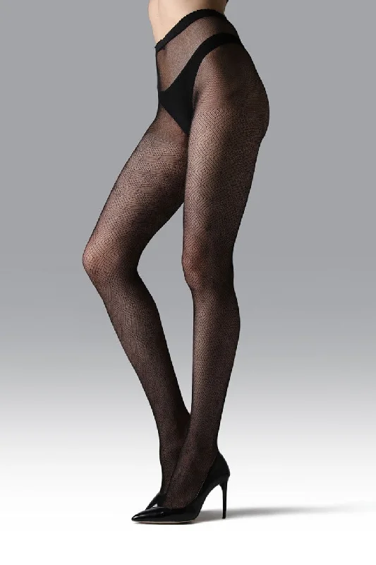 Tights with Suspender Belts Diamond Geo Net Tights