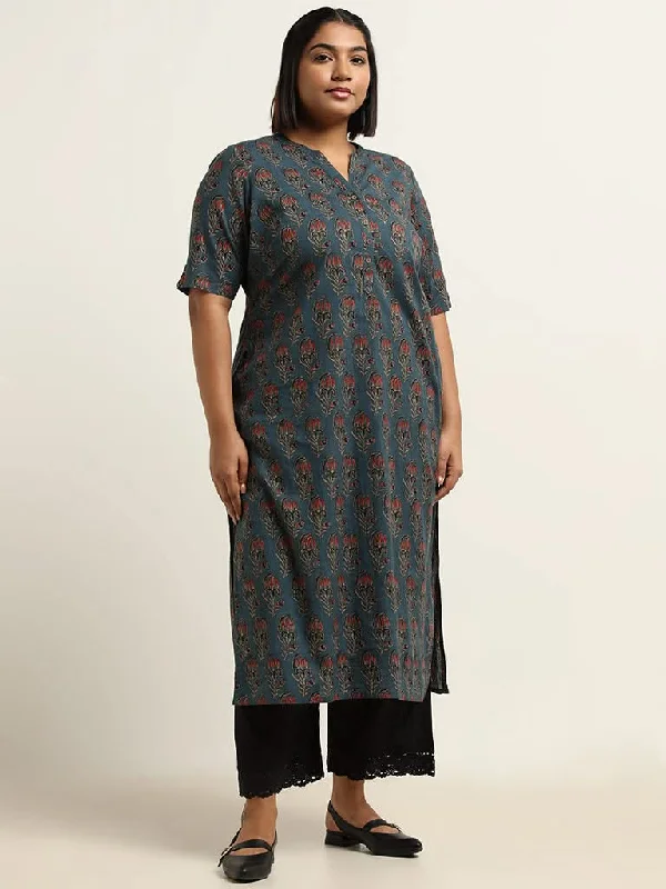 Women's pleated office pants Dark - wash women jeans for a sophisticated and slimming effect Diza Blue Printed Cotton Kurta Women's pleated office pants Dark - wash women jeans for a sophisticated and slimming effect Diza Blue Printed Cotton Kurta
