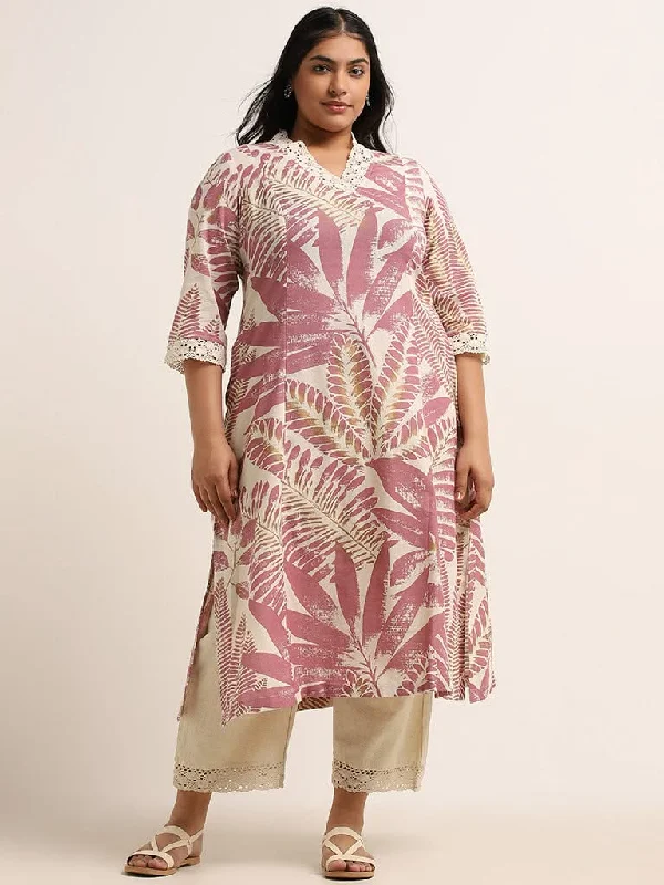 Women's pleated office pants Dark - wash women jeans for a sophisticated and slimming effect Diza Dusky Pink Leaf Printed Blended Linen Kurta Women's pleated office pants Dark - wash women jeans for a sophisticated and slimming effect Diza Dusky Pink Leaf Printed Blended Linen Kurta