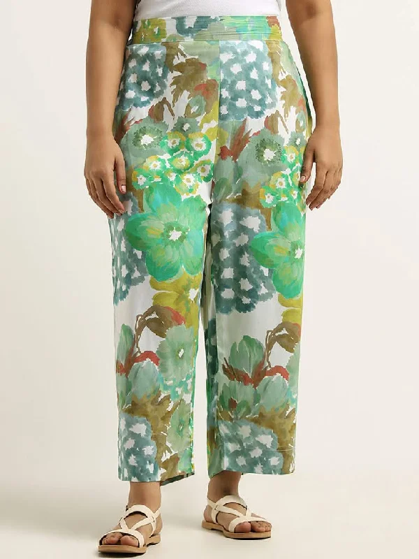 Women's pants with wrinkle - resistant material Cargo women jeans with multiple pockets for added functionality Diza Green Floral Printed Straight Pants Women's pants with wrinkle - resistant material Cargo women jeans with multiple pockets for added functionality Diza Green Floral Printed Straight Pants