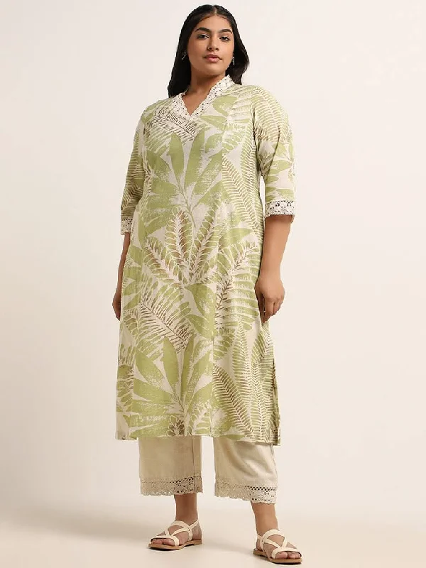 Women's senior - friendly lounge pants Embroidered women jeans with intricate patterns Diza Green Leaf Printed Blended Linen Kurta Women's senior - friendly lounge pants Embroidered women jeans with intricate patterns Diza Green Leaf Printed Blended Linen Kurta