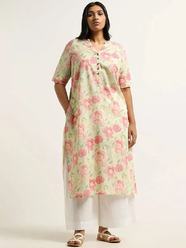 Women's pleated office pants Dark - wash women jeans for a sophisticated and slimming effect Diza Yellow Floral Printed Cotton Kurta Women's pleated office pants Dark - wash women jeans for a sophisticated and slimming effect Diza Yellow Floral Printed Cotton Kurta