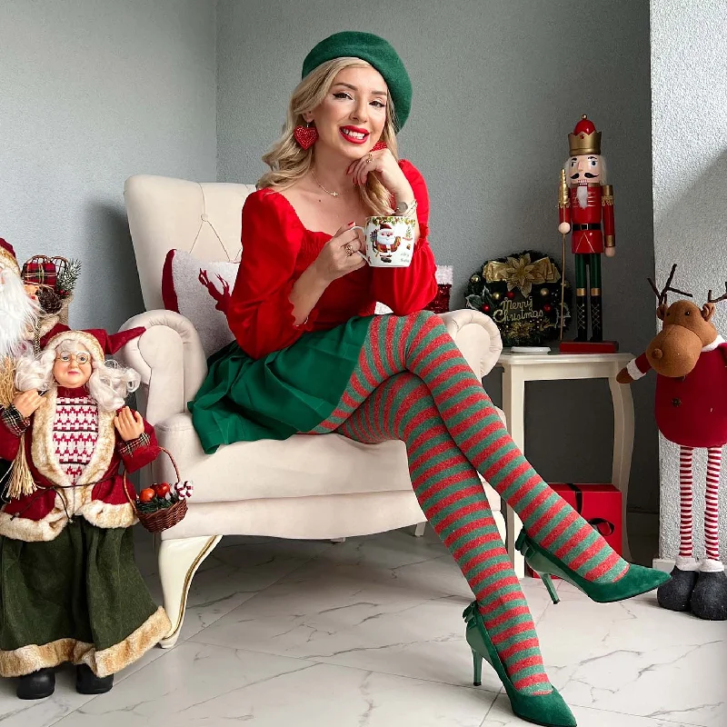 Women's Striped Tights Fancy Elf