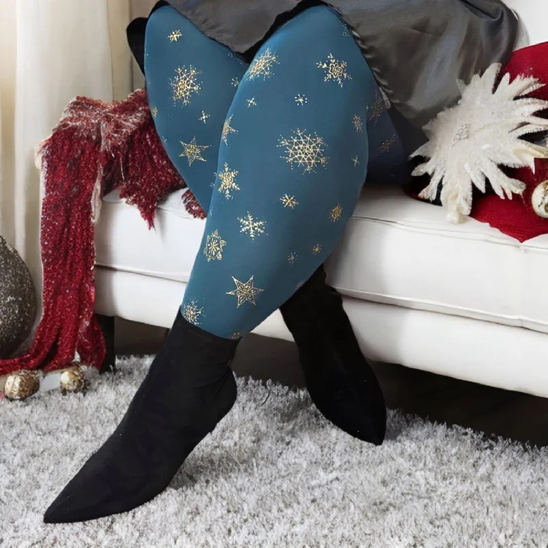 Patterned Tights for Women Let It Snow - Bone China