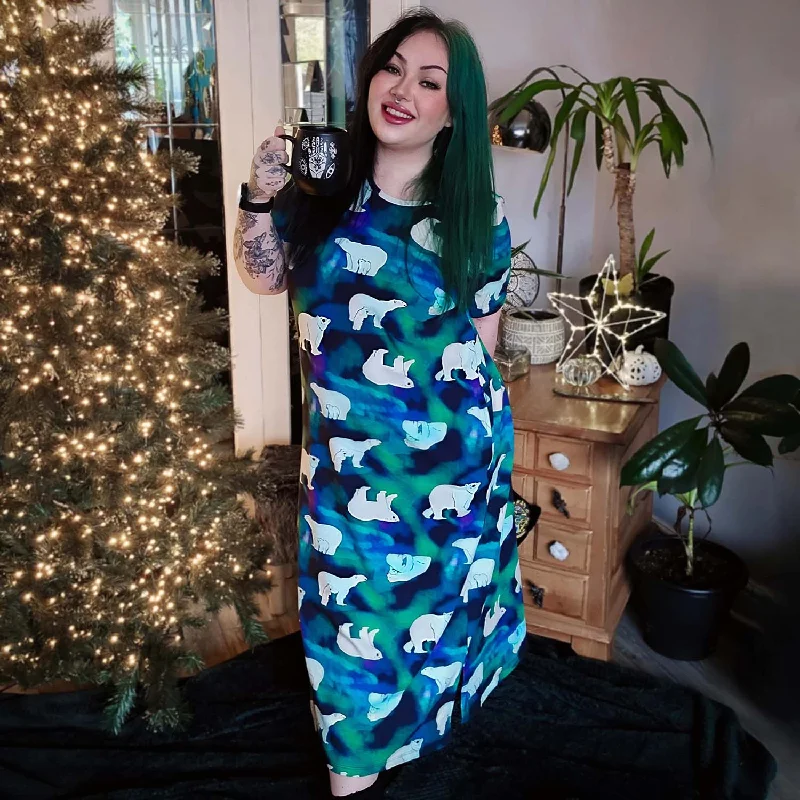 Women's Knee-High Tights Long Nightdress - Polar Bears