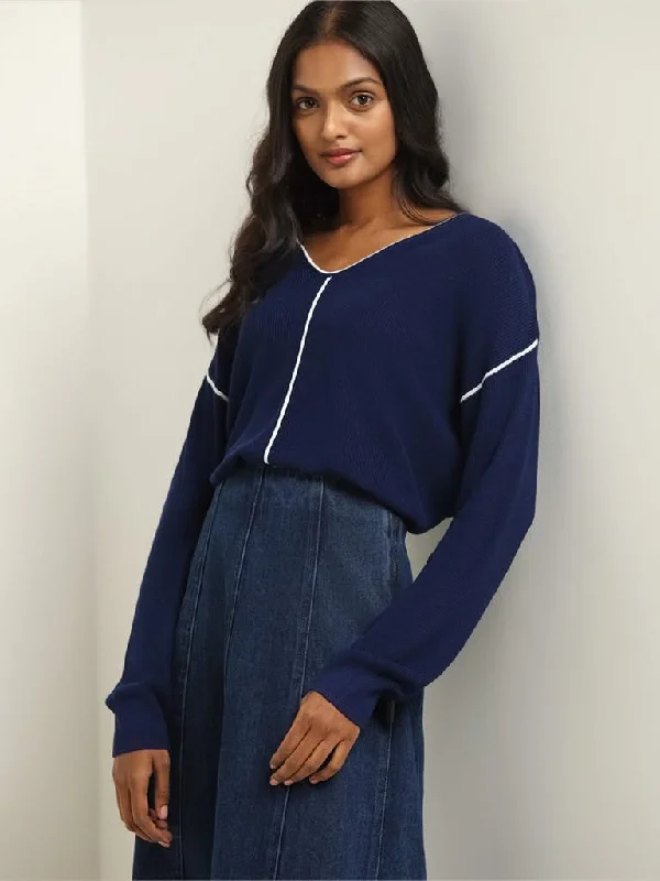 Women's pants for music festivals Ripped women jeans for a rebellious and fashion - forward style LOV Navy Striped Sweater Women's pants for music festivals Ripped women jeans for a rebellious and fashion - forward style LOV Navy Striped Sweater